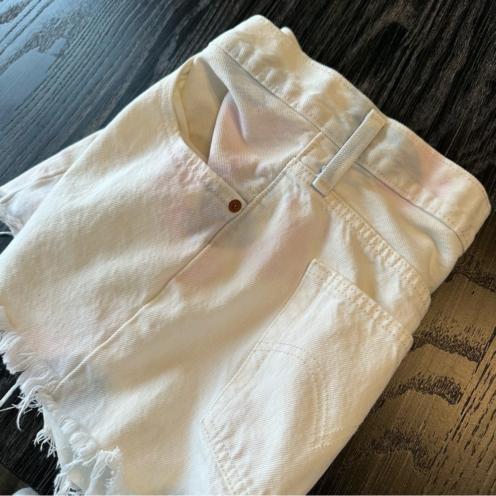 Levi 501 Jean Cutoff Shorts Cream Pink Blue Tie Dye 100% Cotton, Size 29 - Picture 12 of 14
